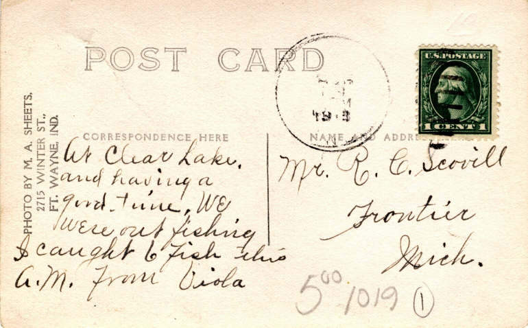 Clear Lake Steuben County Indiana Postcard